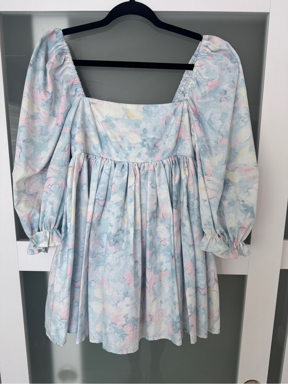 Selkie inspired Pastel Blue and Pink Puff Sleeve Sundress
